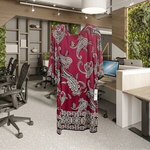 NWT Studio One Burgundy Paisley Print Dress Woman’s Size Medium.